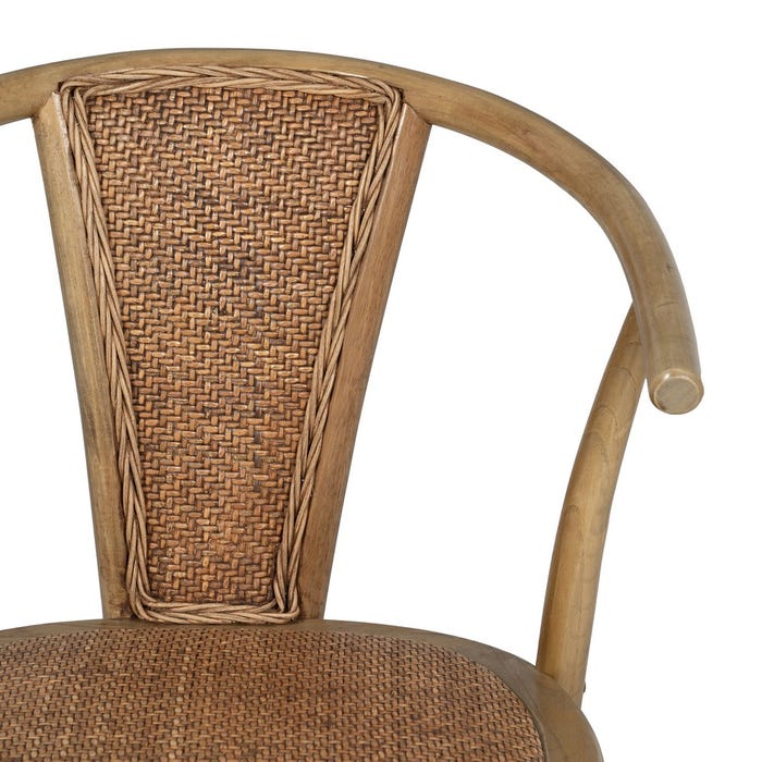 Silla Marrón Madera-Ratán 55 X 50 X 81 Cm