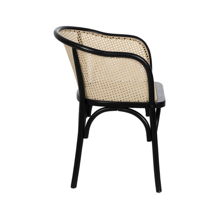 Silla Negro-Natural Madera-Ratán 56 X 58 X 77 Cm