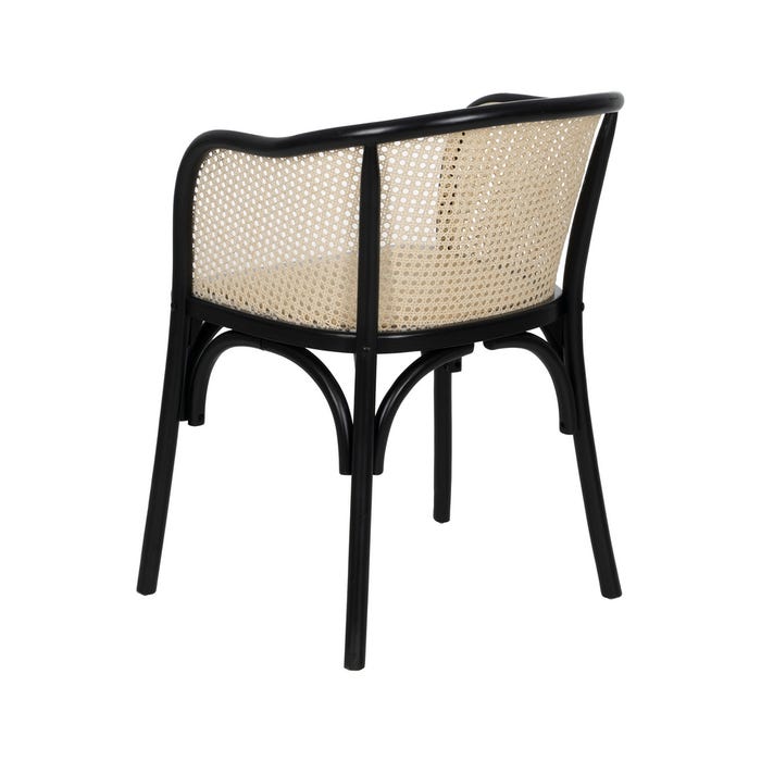 Silla Negro-Natural Madera-Ratán 56 X 58 X 77 Cm