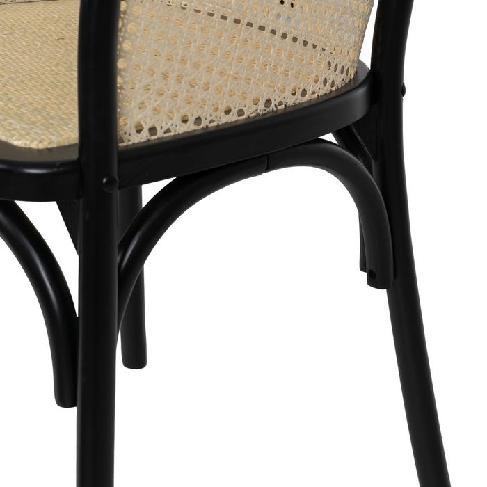 Silla Negro-Natural Madera-Ratán 56 X 58 X 77 Cm