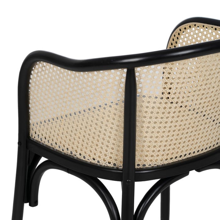 Silla Negro-Natural Madera-Ratán 56 X 58 X 77 Cm