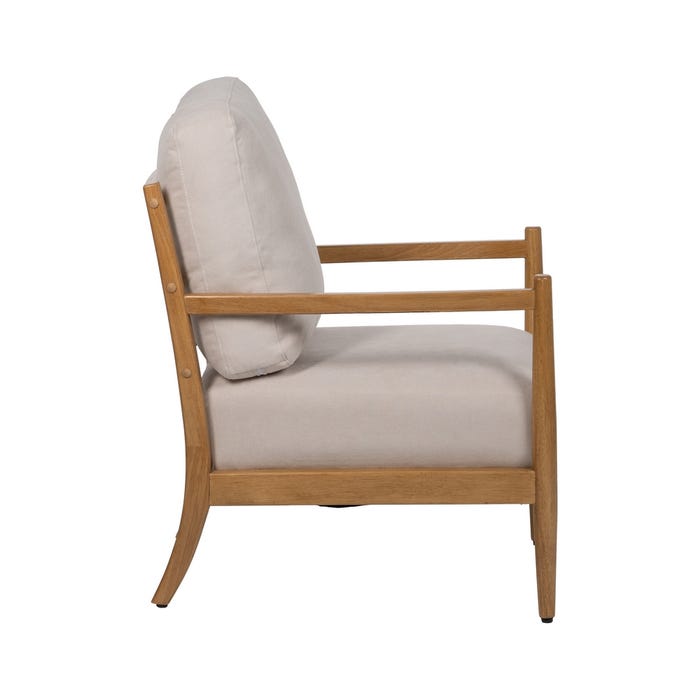 White-Natural Wood-MDF Armchair 65 x 71 x 88 cm