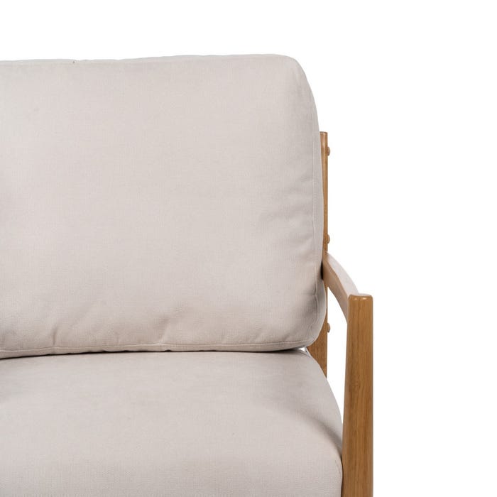 White-Natural Wood-MDF Armchair 65 x 71 x 88 cm