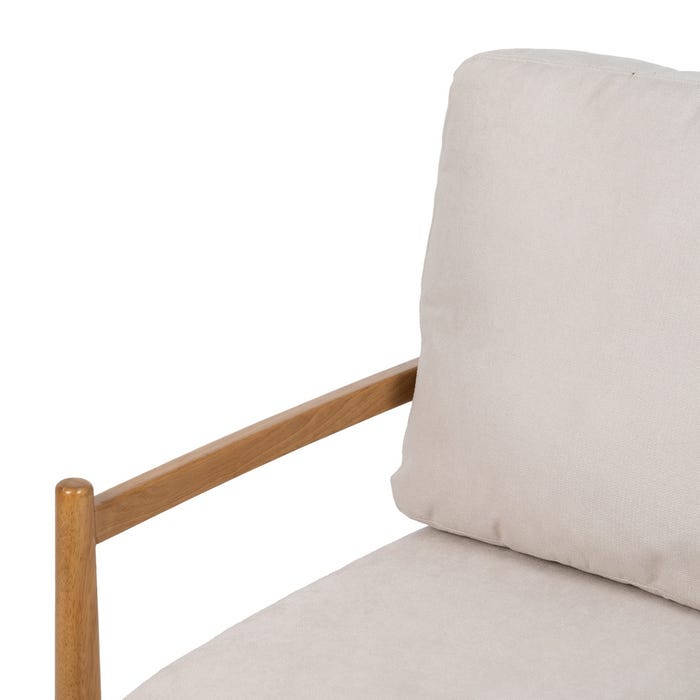 White-Natural Wood-MDF Armchair 65 x 71 x 88 cm