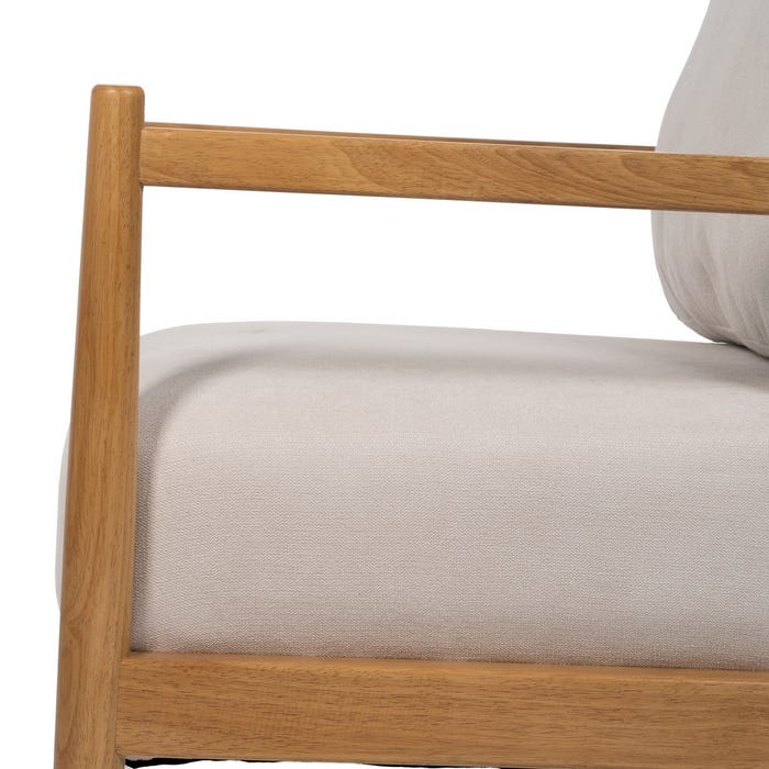 White-Natural Wood-MDF Armchair 65 x 71 x 88 cm