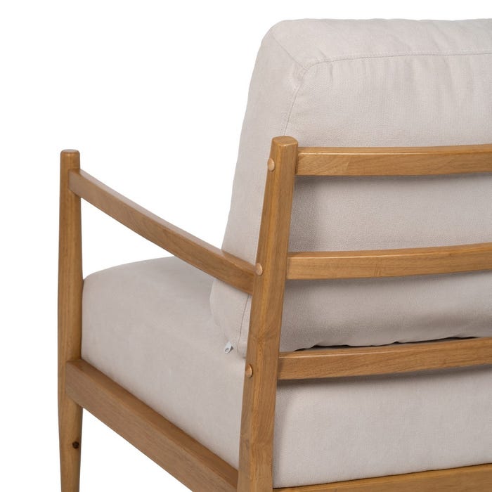 White-Natural Wood-MDF Armchair 65 x 71 x 88 cm