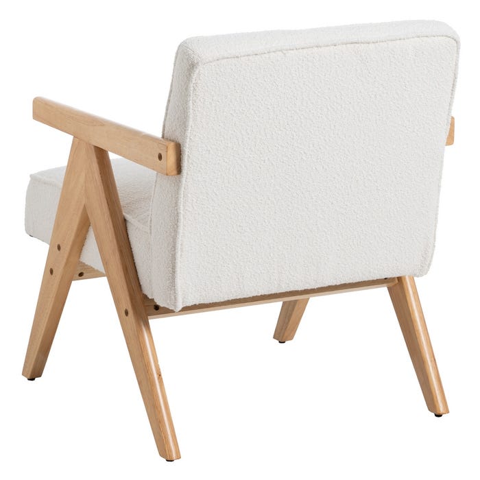 Sillón Blanco-Marrón Madera De Caucho 57 X 50 X 77 Cm