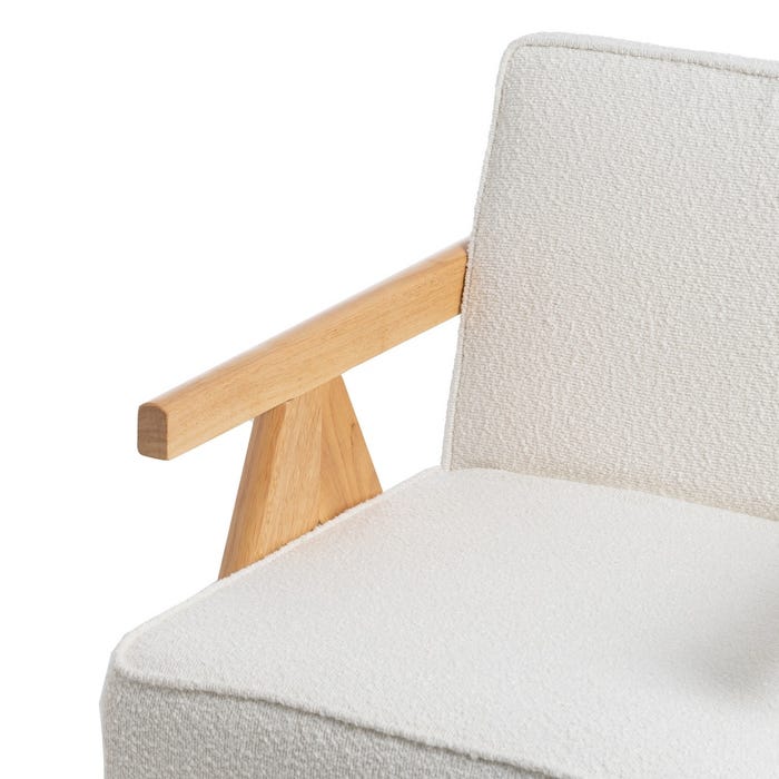 Sillón Blanco-Marrón Madera De Caucho 57 X 50 X 77 Cm