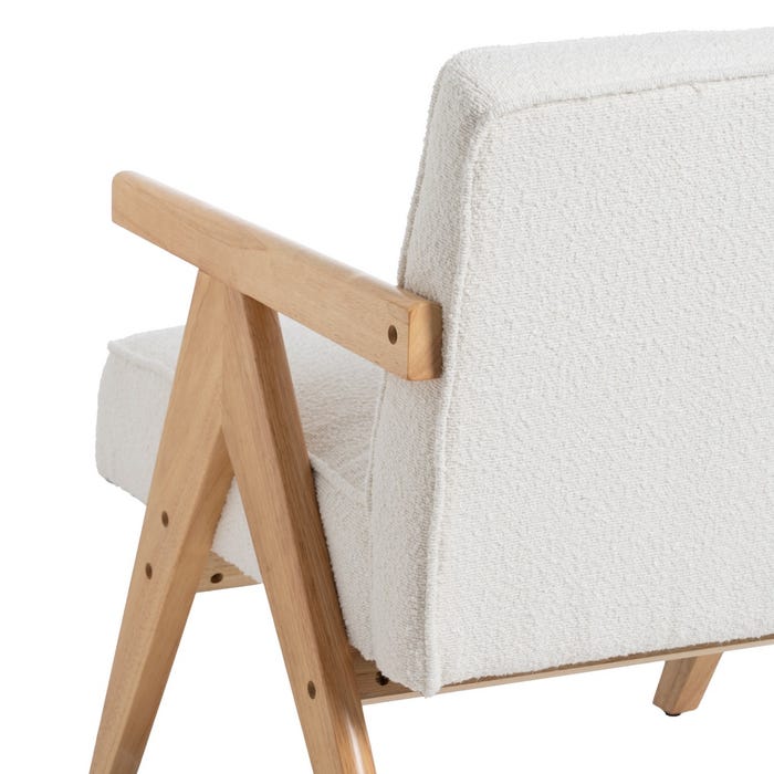 Sillón Blanco-Marrón Madera De Caucho 57 X 50 X 77 Cm