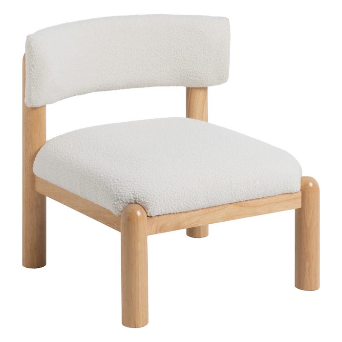 Poltrona de madeira de seringueira branca-natural 62 x 62 x 71 cm