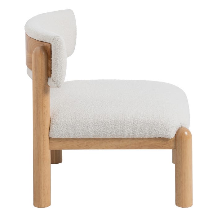 Poltrona de madeira de seringueira branca-natural 62 x 62 x 71 cm