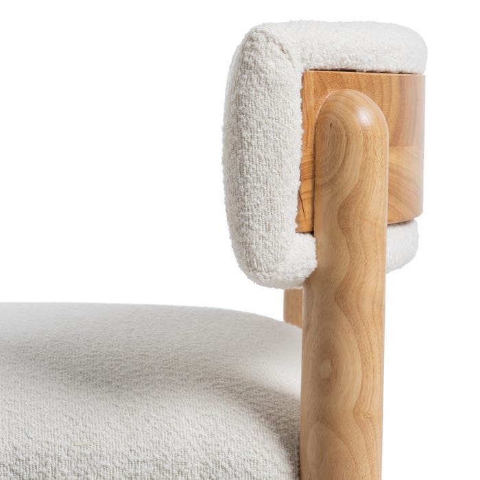 Poltrona de madeira de seringueira branca-natural 62 x 62 x 71 cm