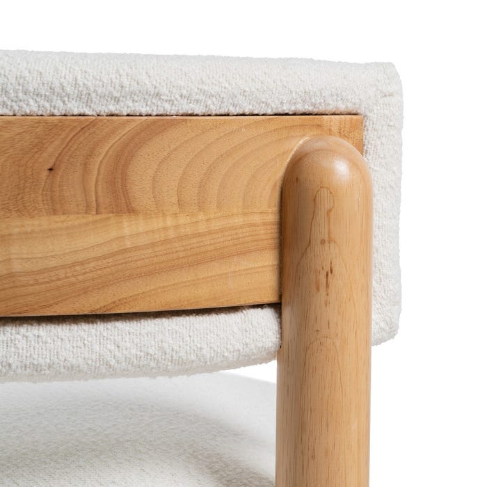 Poltrona de madeira de seringueira branca-natural 62 x 62 x 71 cm