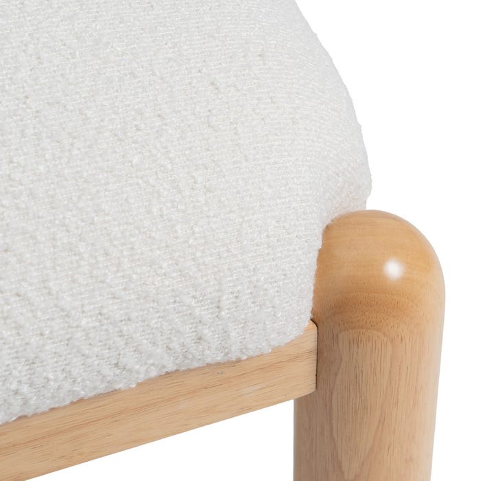 Poltrona de madeira de seringueira branca-natural 62 x 62 x 71 cm