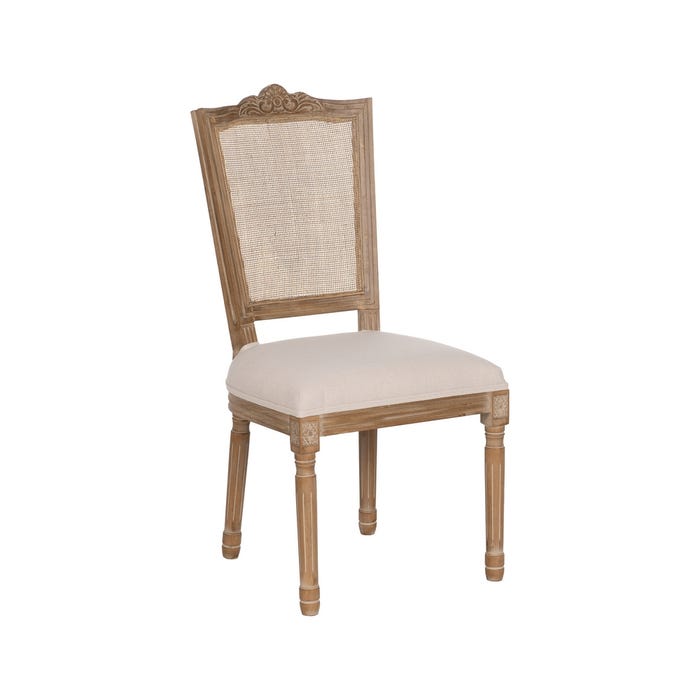 Silla Natural-Blanco Madera-Ratán Salón 44 X 48 X 98 Cm