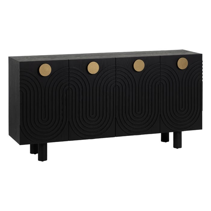 Aparador Negro-Oro Madera-Metal 160 X 40 X 80 Cm