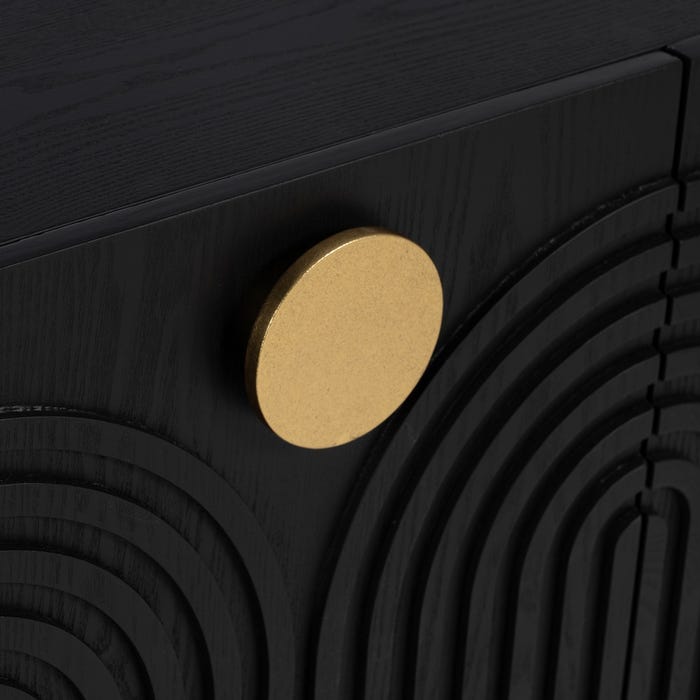 Aparador Negro-Oro Madera-Metal 160 X 40 X 80 Cm