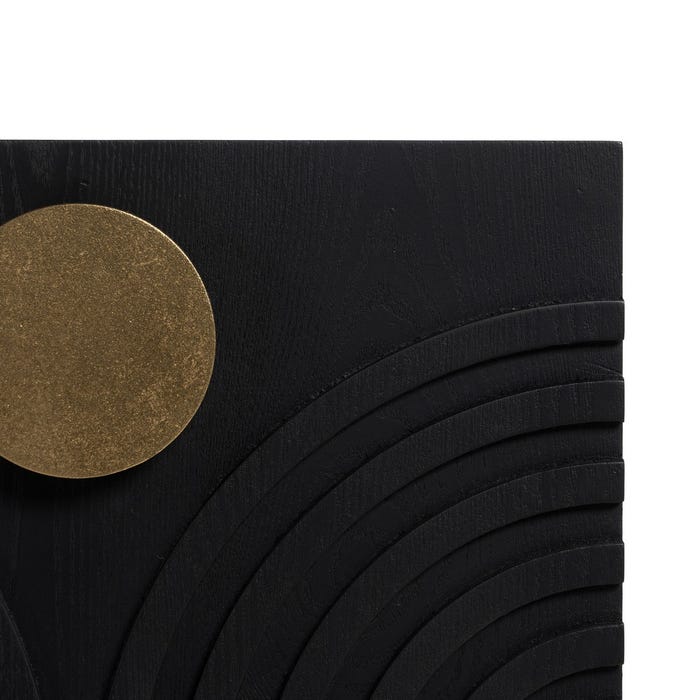 Aparador Negro-Oro Madera-Metal 160 X 40 X 80 Cm