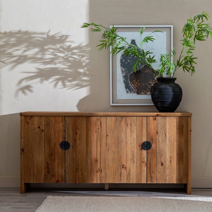 Aparador Natural Madera De Pino Salón 190 X 45 X 90 Cm