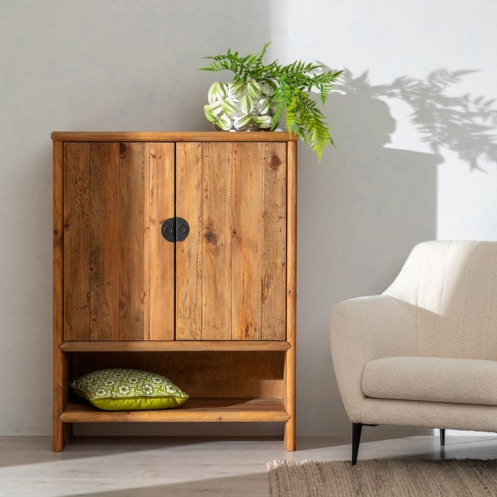 Guarda-roupa de sala de estar em madeira de pinho natural 100 x 45 x 130 cm