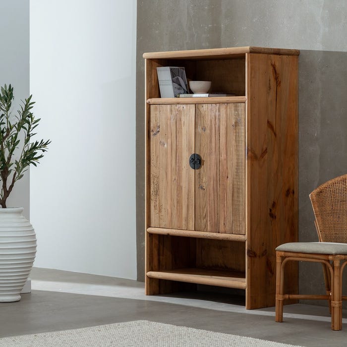 Natural Pine Wood Living Room Wardrobe 100 x 45 x 160 cm