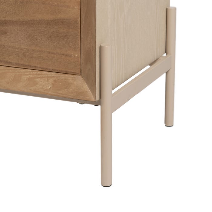 Aparador Blanco-Natural Madera-Metal 148 X 38 X 66 Cm