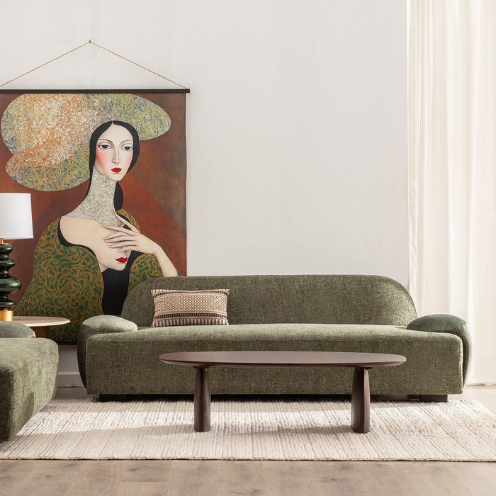 Green Fabric Sofa Living Room 222 X 92 X 70 Cm