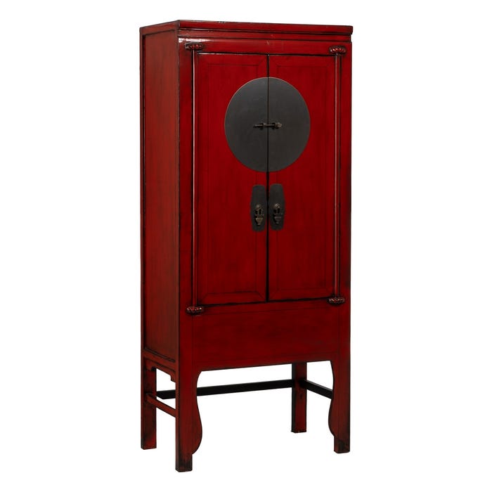 Red Wood-MDF Wardrobe 83.50 X 45 X 195 Cm
