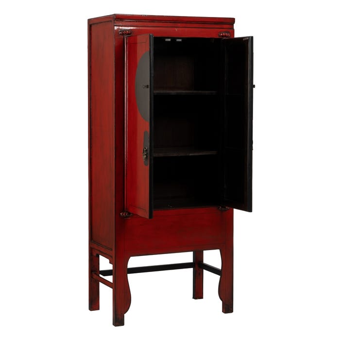 Red Wood-MDF Wardrobe 83.50 X 45 X 195 Cm