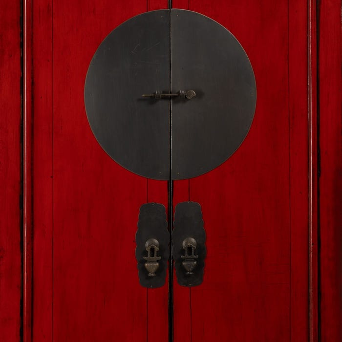 Red Wood-MDF Wardrobe 83.50 X 45 X 195 Cm