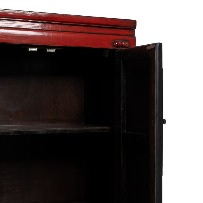 Red Wood-MDF Wardrobe 83.50 X 45 X 195 Cm