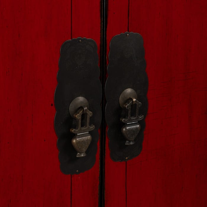Red Wood-MDF Wardrobe 83.50 X 45 X 195 Cm
