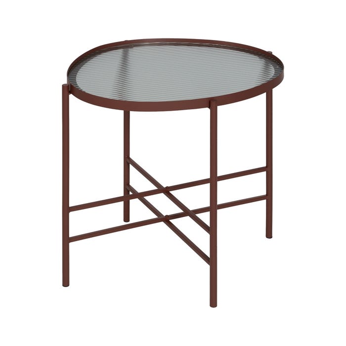 Mesa de ladrilho de metal e vidro 55 x 47 x 54 cm