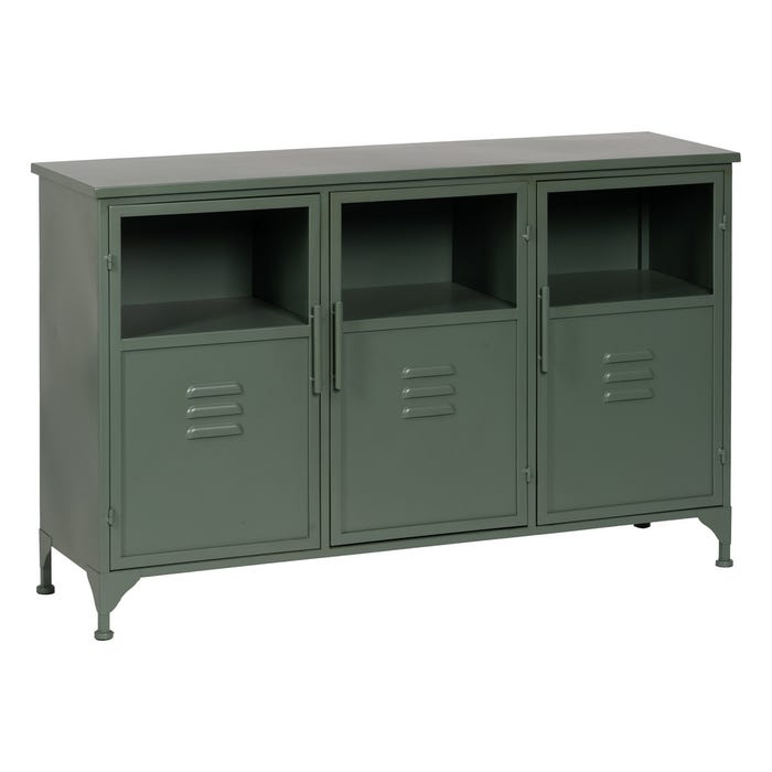 Mint Green Metal-Glass Sideboard 120 X 35 X 76 Cm