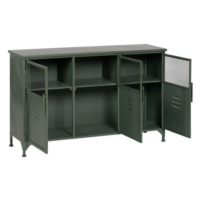 Mint Green Metal-Glass Sideboard 120 X 35 X 76 Cm