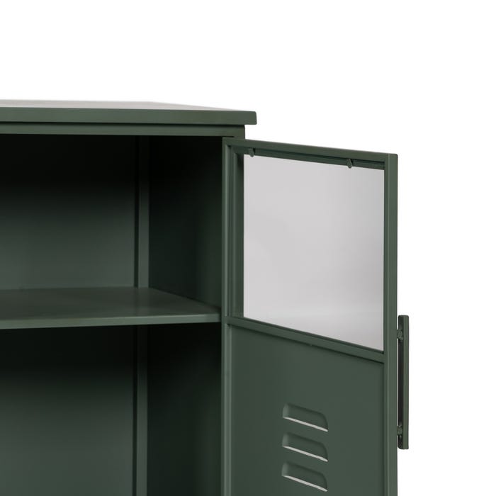 Mint Green Metal-Glass Sideboard 120 X 35 X 76 Cm