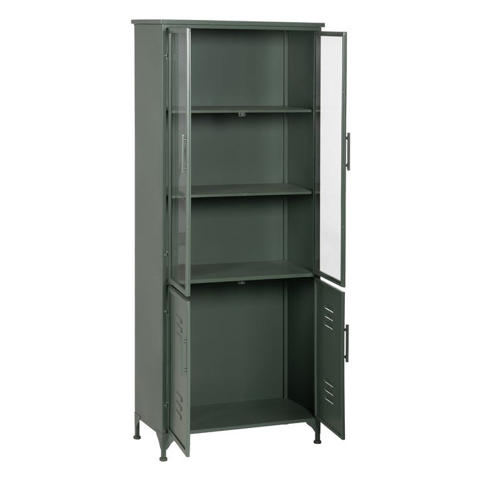 Vitrine de metal e vidro verde menta 72 x 35 x 178 cm