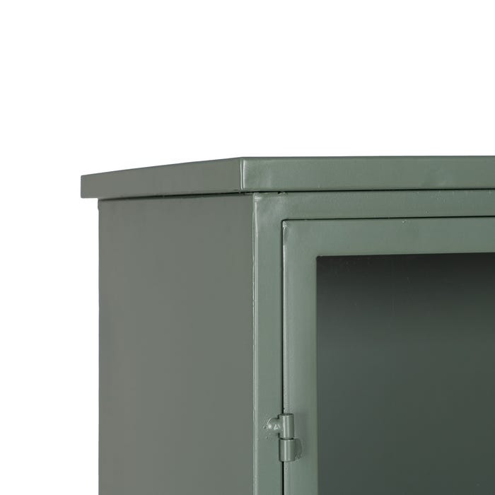 Vitrine de metal e vidro verde menta 72 x 35 x 178 cm
