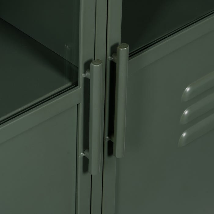 Vitrine de metal e vidro verde menta 72 x 35 x 178 cm