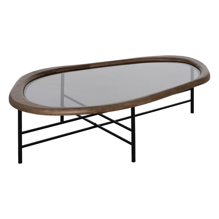 Mesa Centro Natural-Negro Madera-Metal 120 X 69 X 33 Cm