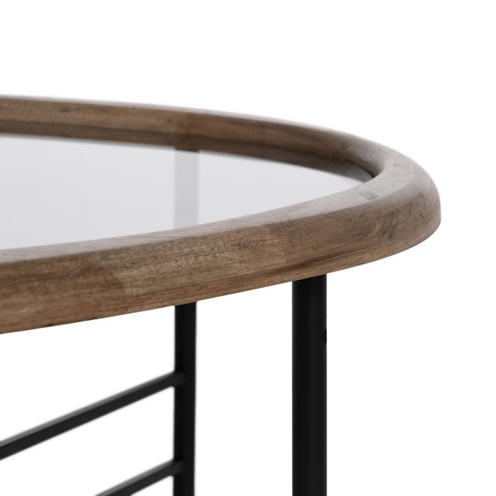 Mesa Centro Natural-Negro Madera-Metal 76 X 81 X 38 Cm