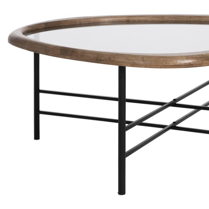 Mesa Centro Natural-Negro Madera-Metal 76 X 81 X 38 Cm