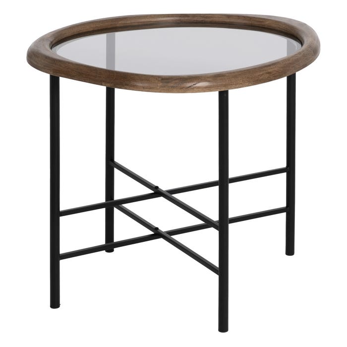 Mesita Natural-Negro Madera-Metal 61 X 50 X 53 Cm