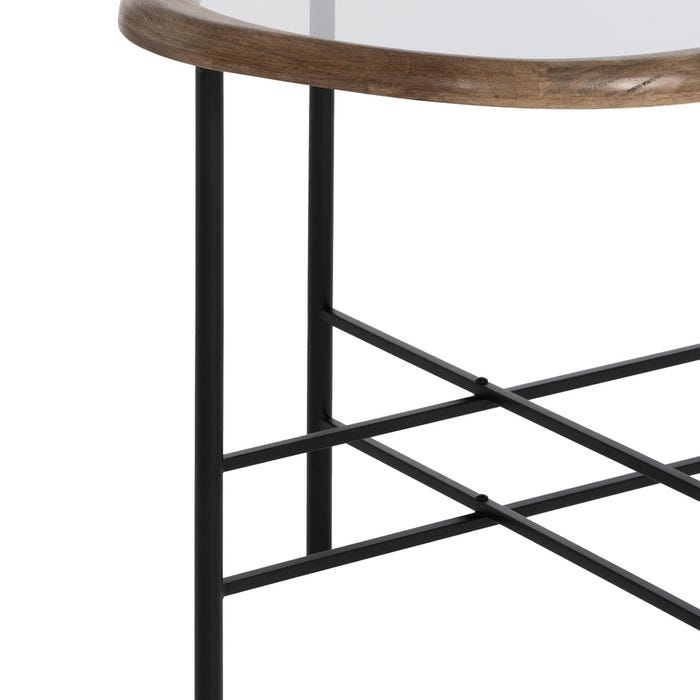 Mesita Natural-Negro Madera-Metal 61 X 50 X 53 Cm