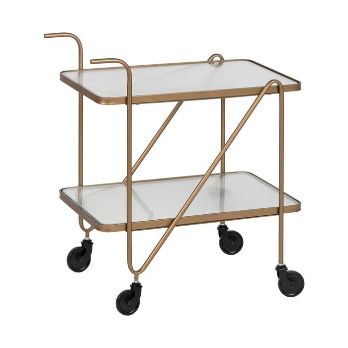 Camarera Ruedas Oro Metal-Cristal 61 X 40 X 70 Cm