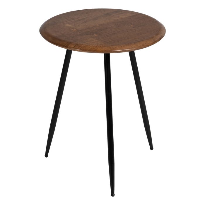 Mesa de Centro de Madeira e Metal Marrom-Preto 40 X 40 X 50 Cm