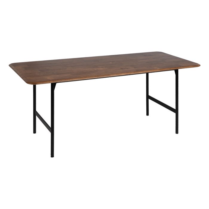 Mesa Comedor Marrón-Negro Madera-Metal 180 X 80 X 76 Cm