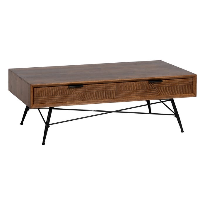 Mesa Centro Marrón-Negro Madera-Metal 120 X 60 X 40 Cm