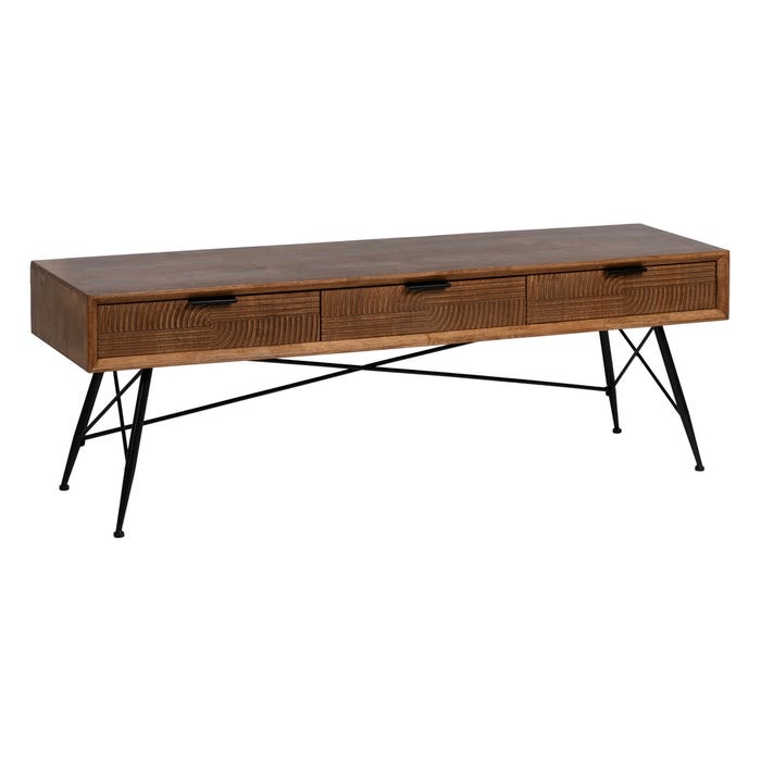 Mesa Centro Marrón-Negro Madera-Metal 150 X 40 X 50 Cm