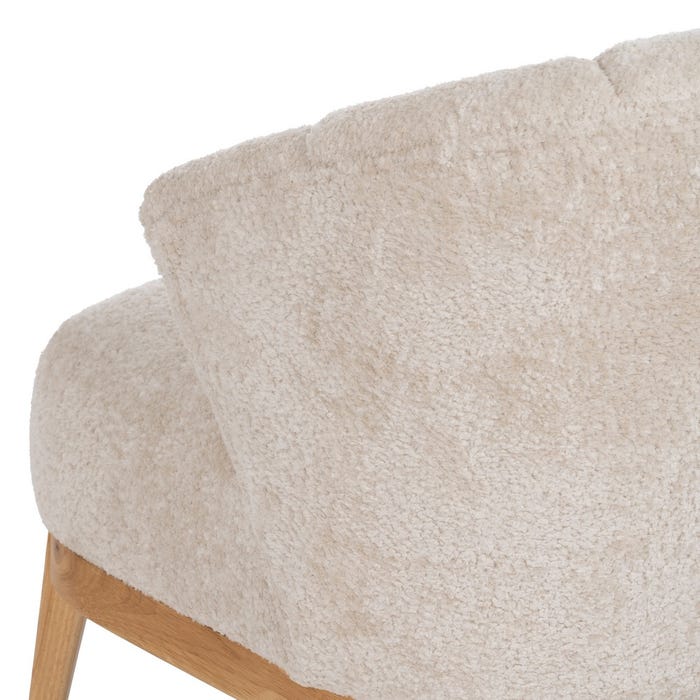 Poltrona de sala de estar em tecido creme natural e madeira 71 x 75 x 76 cm